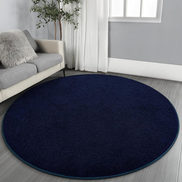 Gifeas Ultra Soft Round Area Rugs for Living Room Bedroom, 6x6 Feet Navy
