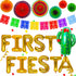 JeVenis Gold First Fiesta Birthday Decoration First Fiesta Balloons First Fiesta Backdrop