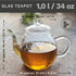 Creano Glass Teapot 34oz (1000ml) with Stainless Steel Strainer and Glass Lid