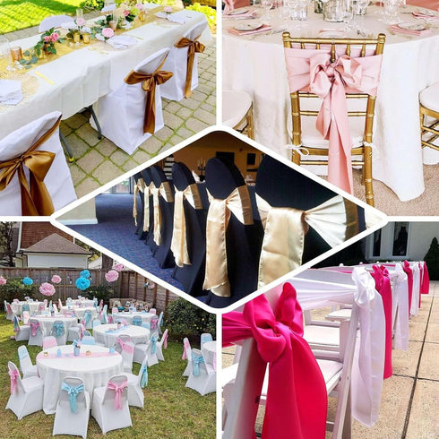 5pcs 6 x106 Efavormart Fushia Satin Chair Sashes Tie Bows for Wedding Events Decor Chair Bow Sash Party Decoration