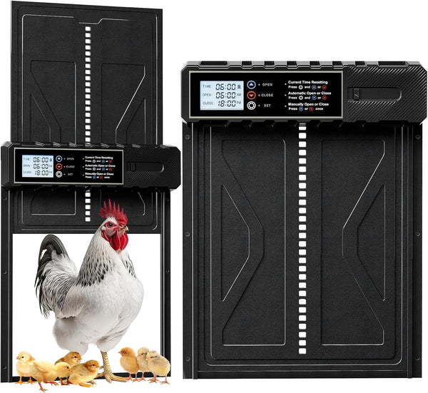 Extra Large Automatic Chicken Coop Door, Battery Powered Chicken Door with Timer