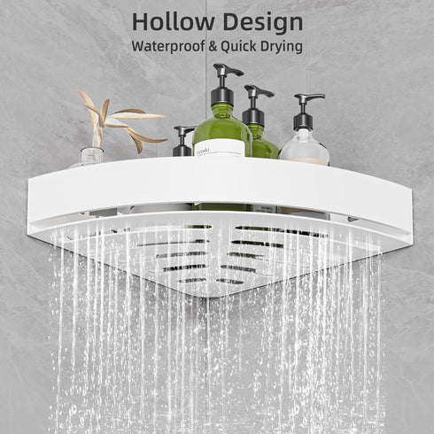 Wisfame 20LB Aluminium Shower Corner Shelves - Rustproof Shower Caddy No Drilling Installation Shampoo Holder, White