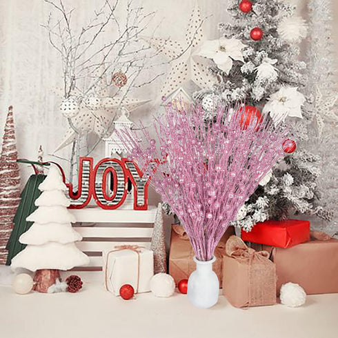Lvydec 22pcs Christmas Glitter Berries Stems Clearance, 17" Artificial Christmas Picks for Tree Ornaments, DIY Xmas