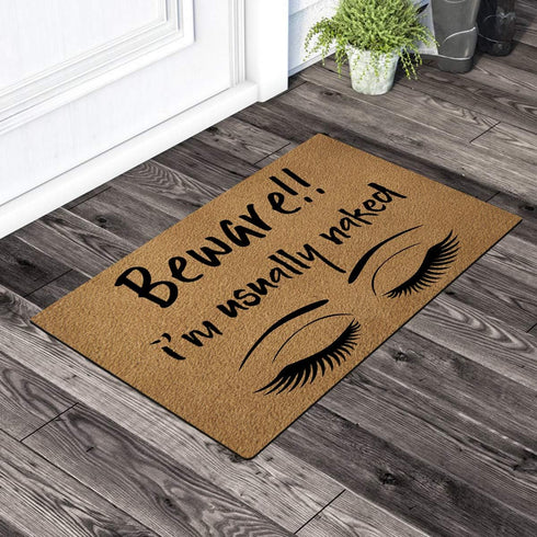Welcome Funny Door Mat Personalized Doormat with Anti-Slip Rubber Back (23.6 X 15.7 inch) Prank Gift Home Decor Area Rugs for The Entrance Way Indoor Mats (Beware I'm Usually Naked) by GXFC ZHAO
