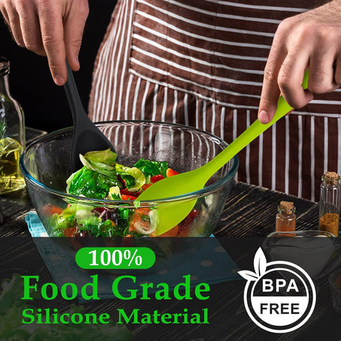 4 Pcs Silicone Spoons for Cooking, 10.6'' Large Mixing Spoon Set for Stirring, Mixing, Serving