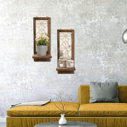 Set 2, Yorkmills Candle Sconces Wall Decor of Wall Candle Holder Rustic Home Decor, Farmhouse Wall Art Floating Mirror