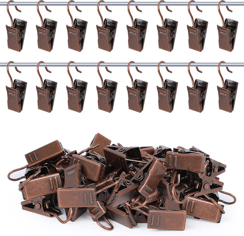 JANYUN 30 Pack Mini Heavy-Duty Hook Clip Set, Curtain Clips for Photos Home Decoration Art Craft Display (Copper)