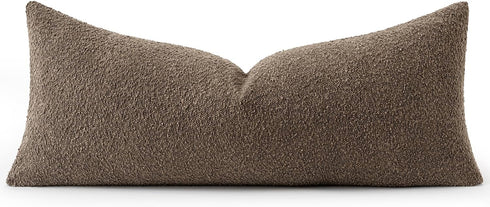 Pack 1 Decor,36x14 Inch MIULEE Textured Boucle Throw Pillow Cover Dark Brown Accent Solid Lumbar Pillow Case Decorative