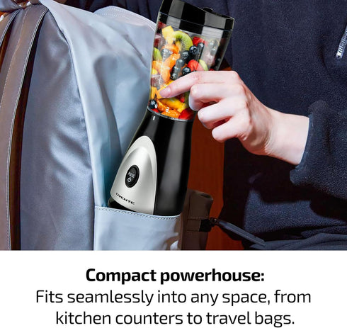 OVENTE Kitchen Personal Blender, 13.5 Ounce Small BPA-Free Jar, Stainless Steel Blades, 180 Watt Electric Mixer, Black