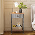 Brown,1 Pack VECELO End Tables, Modern Nightstand with Fabric Drawer & Open Shelf, Night Stand for Bedroom Living Room