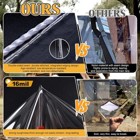 PJT 16Mil Winter,6x10ft Chicken Coop Covers for Thicken Clear Winterizing Insulation Vinyl Tarp for Chicken
