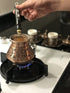 BCS 12 Oz Copper Turkish Greek Arabic Coffee Pot with Wooden Handle, Cezve Ibrik Briki Stovetop Maker (4 servings)