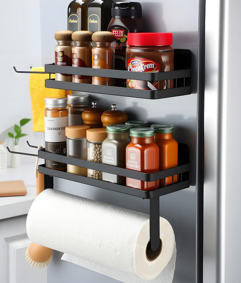 Paper Towel Holder Fridge Magnetic with Shelf - 2 Pack Paper Towel