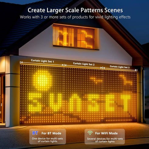 441 5.5x5.6FT AI Smart Curtain Lights, LEDs Indoor Color Changing Lights, Music Sync Dynamic DIY, for Valentine's Party