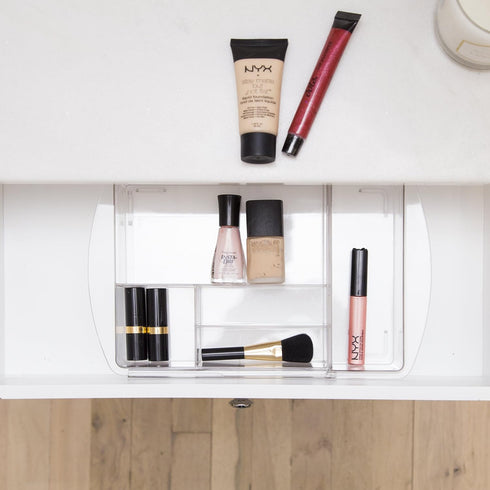 BINO 7-Section Expandable Plastic Drawer Organizer - Space-Saving Makeup Storage, BPA-Free Material, Home Essential