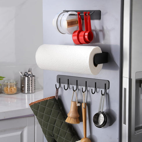 3 Packs Magnetic Kitchen Organizer & Magnetic Utensil Holder - Hanging Hooks &Paper Towel Holder & Tumbler Lid