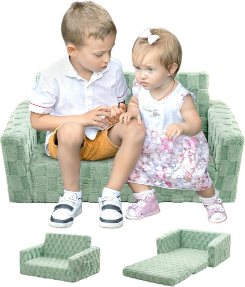 Kid Sofa, Toddler Chair, 2-in-1 Flannel Kids Fold Out Couch, Toddler Convertible