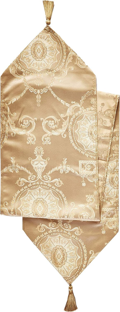 Violet Linen Prestige Damask 13" X 70" Gold Table Runner