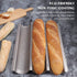 Golden Baguette Pan, Nonstick Long French Bread Pan Mold, 3 Slots Perforated Italian Baking Pan for French Bread