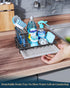 Consumest Sink Caddy Kitchen Sponge Holder + Dish Brush Holder with Drip Tray for Countertop, Stainless Steel, Black