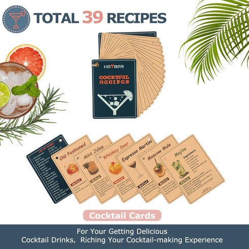 22-pc Set(24oz/700ml) Set Set 39-Recipe HMYBAR Cocktail Shaker | Mixology Bartender Kit | Bar Tool | Martini Making