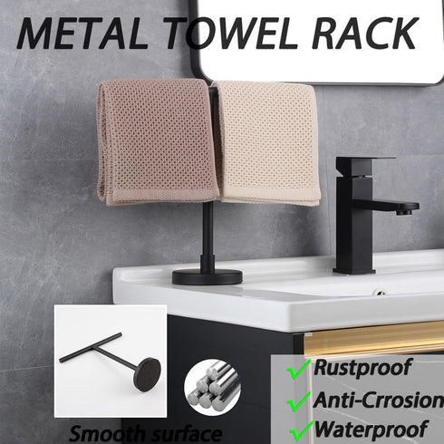 GERZWY Modern Hand Towel Holder Tree Rack Free Standing SUS 304 Stainless Steel Towel Ring, Matte Black DZY06-BK