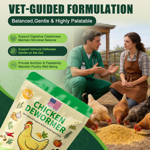 KLUORAN (1.3 LB) Natural Chicken De-wormer Powder | All-Natural Herbal Poultry Wormer for Laying Hens | Egg-Safe