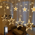 126L Warm White Star Icicle Lights, 8.2FT Clear Curtain Fairy String with
