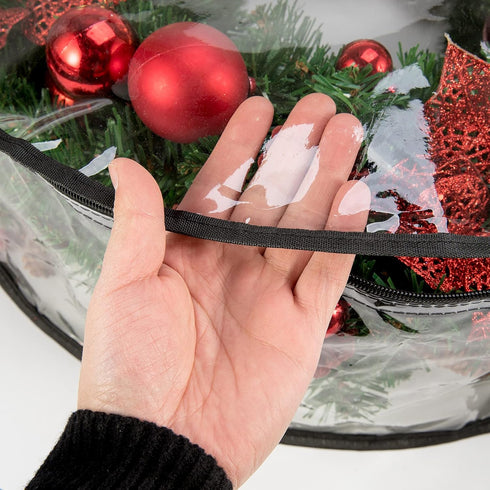 CINPIUK Clear Wreath Storage Bag, 24 Inch Heavy Duty Christmas Wreath Protector with Handle