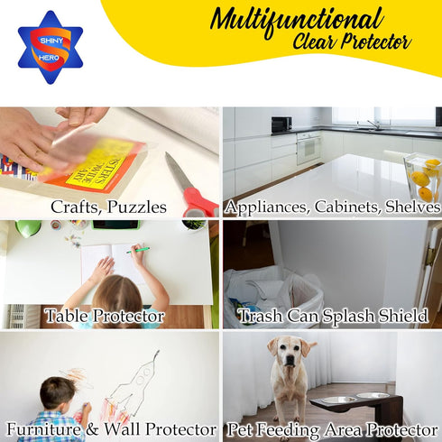 Clear Wall Protector Contact Paper - Self Adhesive Removable Film Kitchen Cabinet Liner Transparent Sheet Plastic Foil