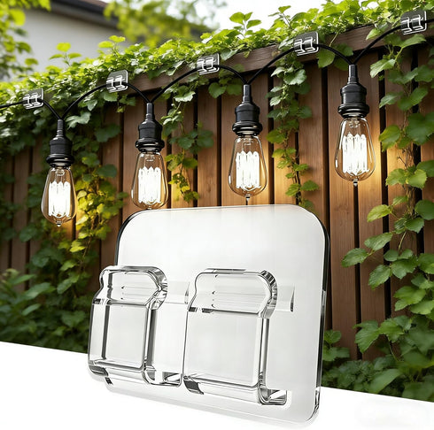 40 Pack Large Outdoor String Light Hooks - Reusable & Waterproof Adhesive