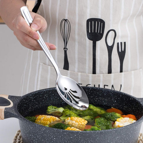 GoGeiLi 5-Piece Hostess Serving Utensil Set, Stainless Steel Flatware Includes Pie Server, Serving Spoon, Slotted