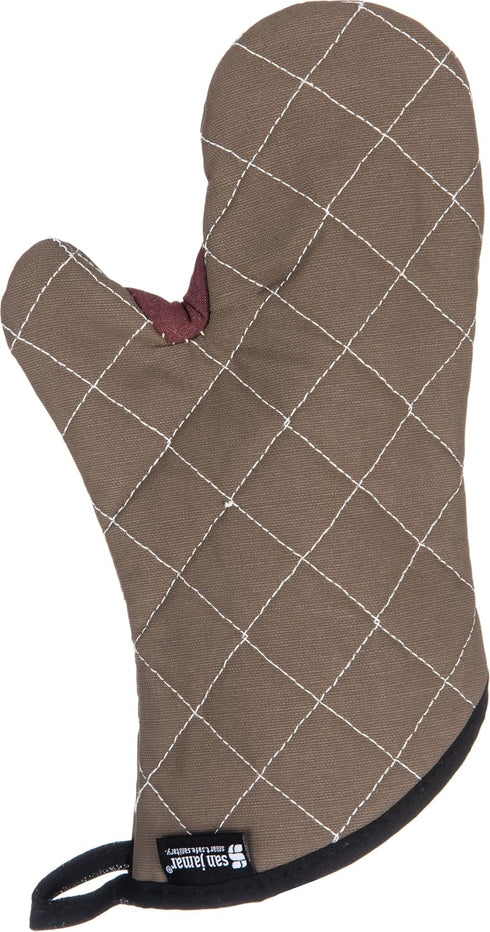 San Jamar BestGuard 800FG13 Commercial Oven Mitts, Heat Protection Up To 450°F, 13" Length, Tan (Pair)