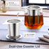 IPOW 2 Pack Extra Fine Mesh Coffee Filter, Micron Mesh Tea Infuser with Coaster Lid and Double-sided Handle