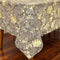 Rectangle Table Cloth Elegant Gold Vine Flower PVC Waterproof Spill-Proof Vinyl Fitted