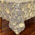 Rectangle Table Cloth Elegant Gold Vine Flower PVC Waterproof Spill-Proof Vinyl Fitted