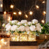 3 Summer LUEUR Mason Jar Lights Centerpiece with Farmhouse Wood Tray Jars with Champagne Peony Spring Flowers, Spring