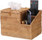 Sumnacon Tissue Box Square Cover with Storage, Rattan Holder with 2 Side Organizer for Bathroom Living Room