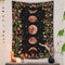 Rexful Moonlit Garden Tapestry - Moon Phase Surrounded by Plants and Flowers, Black Wall Hanging Blanket 44×60 inch