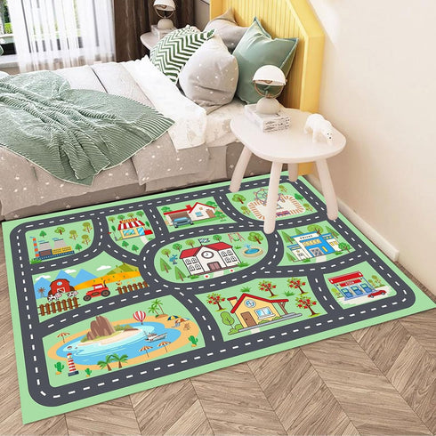 39''x59'' Kids Rug Car Rugs Playmat Carpet for Kids Toy Cars for Playroom Classroom Kids Room, Educational Area Rugs