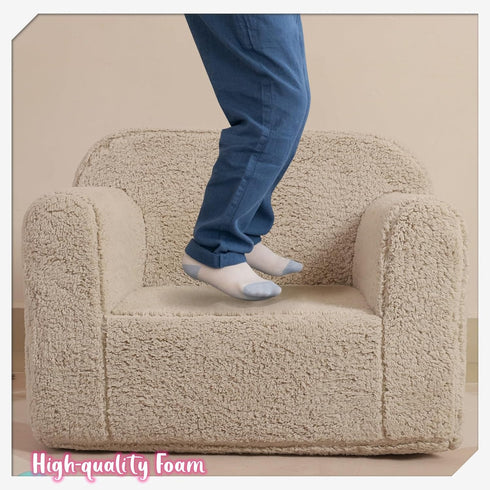 MOMCAYWEX Soft Sherpa Toddler Chair - Light Grey Foam Chair for Kids