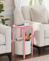 TB01BP093 TUTOTAK Small Side Table, Oval End Table, Night Stand, Bedside Table, Sofa Table with Storage Basket, Living