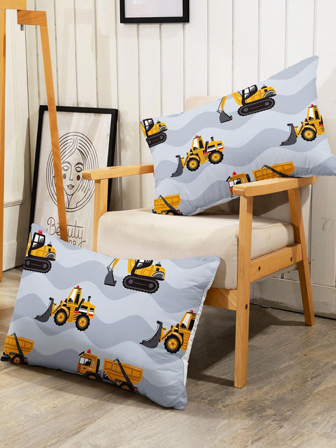 Datura home Set 4Pcs Set 1 1 2 Construction Truck Sheet Grey Machinery Truck Excavators Vehicles Tractor Printed Sheet