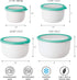 OGGI Prep, Store & Serve Plastic Bowl with See-Thru Lid, Dishwasher, Microwave & Freezer Safe (0.7 qt) White/Aqua