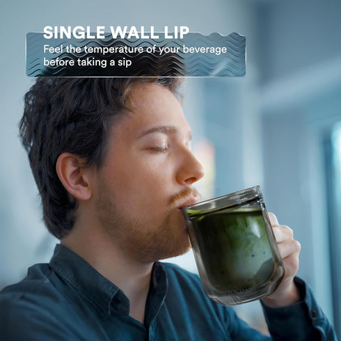 500ml ovalware Double Wall Glass Coffee Mugs, Single Lip Mugs Made of Durable Borosilicate Glass, Insulated Coffee Mug