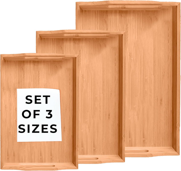 Prosumers Choice Wooden Tray - Light Brown Serving Trays with Handles -