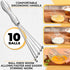 2 Pcs Ball Whisk Set, Stainless Steel Whisk with Ergonomic Handle, 10 Ball Head, Compact 12 & 10 for Stirring