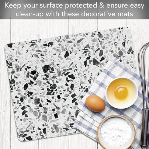 Cut N' Funnel Terrazzo Designer Flexible Plastic Cutting Board Mat, 15" x 11.5", Made in the USA, Easy to Clean