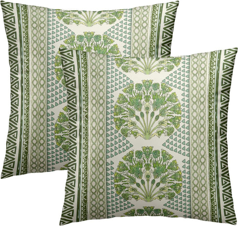 Sweetshow Sage Green Flowers Pillowcovers Summer Geometric Throw Pillow Covers Cushion Case for