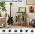 2-Tier 100 Albums, LELELINKY Bamboo Record Player Stand with Vinyl Record Storage up to Boho Bedroom Record Holder